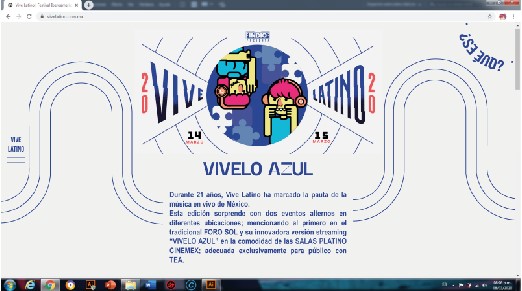 Ejemplo de la publicidad de Vivelo Azul en la pagina de Vive Latino